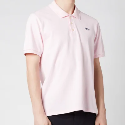 Maison Kitsuné Men's Navy Fox Patch Polo Shirt - Light Pink