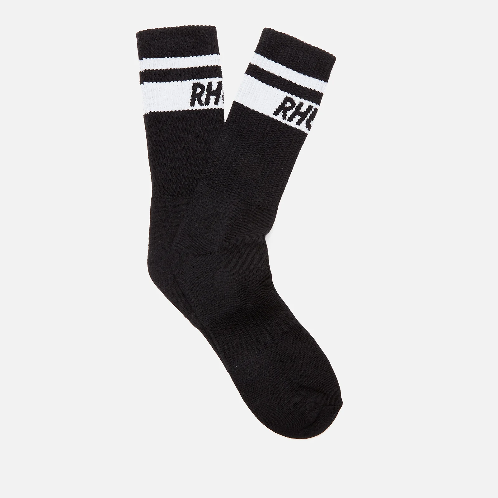 Rhude Men's Two Stripe Logo Socks - Black/White Image 1