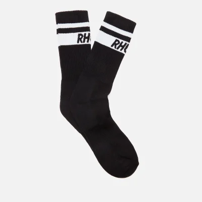 Rhude Men's Two Stripe Logo Socks - Black/White