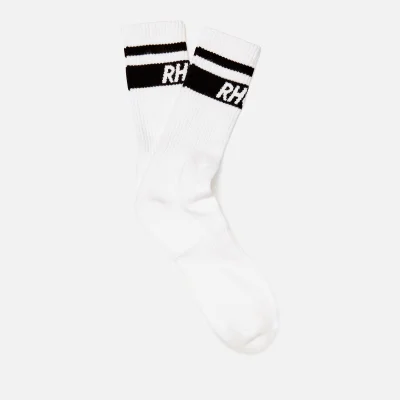 Rhude Men's Two Stripe Logo Socks - White/Black