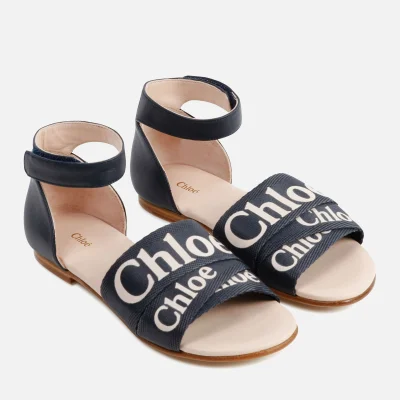 Chloé Girls' Logo Sandals - Navy