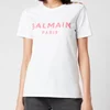 Balmain Women's 3 Button Printed Logo T-Shirt - Blanc/Rose - Image 1