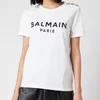 Balmain Women's 3 Button Printed Logo T-Shirt - Blanc/Noir - Image 1