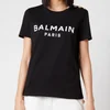 Balmain Women's 3 Button Printed Logo T-Shirt - Black/White - Image 1