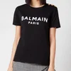 Balmain Women's 3 Button Flocked Logo T-Shirt - Noir/White - Image 1