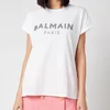 Balmain Women's Strass Logo T-Shirt - Blanc/Noir - Image 1