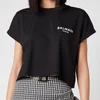 Balmain Women's Cropped Flocked Logo T-Shirt - Noir/Blanc - Image 1