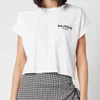 Balmain Women's Cropped Flocked Logo T-Shirt - Blanc/Noir - Image 1