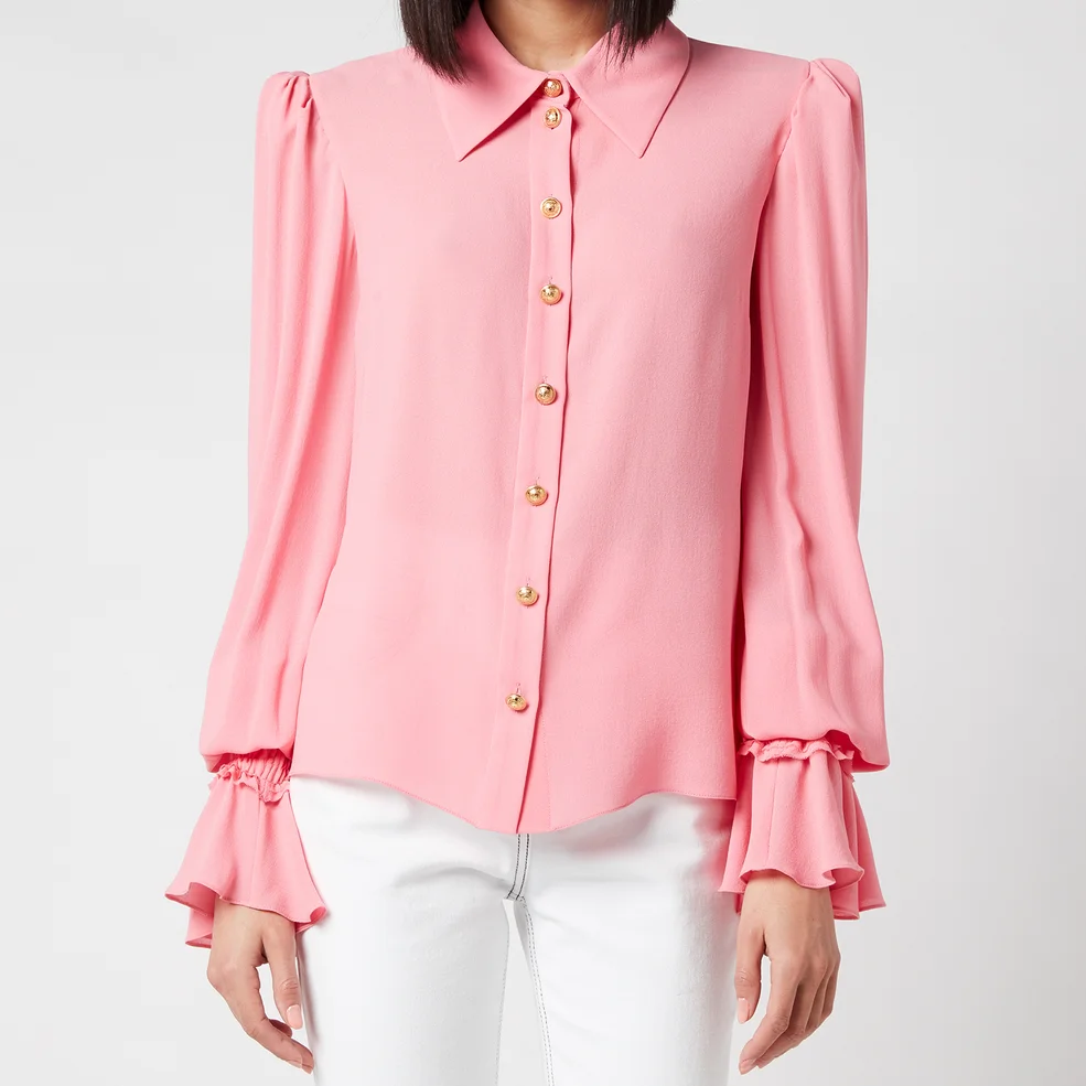 Balmain Women's Georgette Shirt with Smocked Cuffs - Rose Image 1