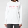 Balmain Women's Printed Logo Sweatshirt - Blanc/Rose - Image 1