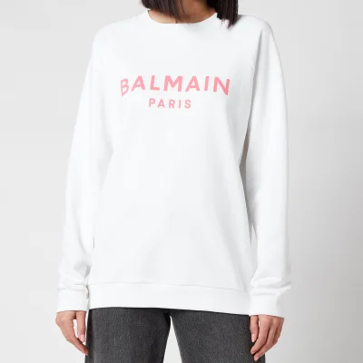 Balmain Women's Printed Logo Sweatshirt - Blanc/Rose