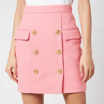 Balmain Women's Short High Waist 6 Button Cotton Pique Skirt - Rose Moyen