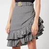 Balmain Women's Short Asymmetric Ruffled Gingham Skirt - Noir/Blanc - Image 1