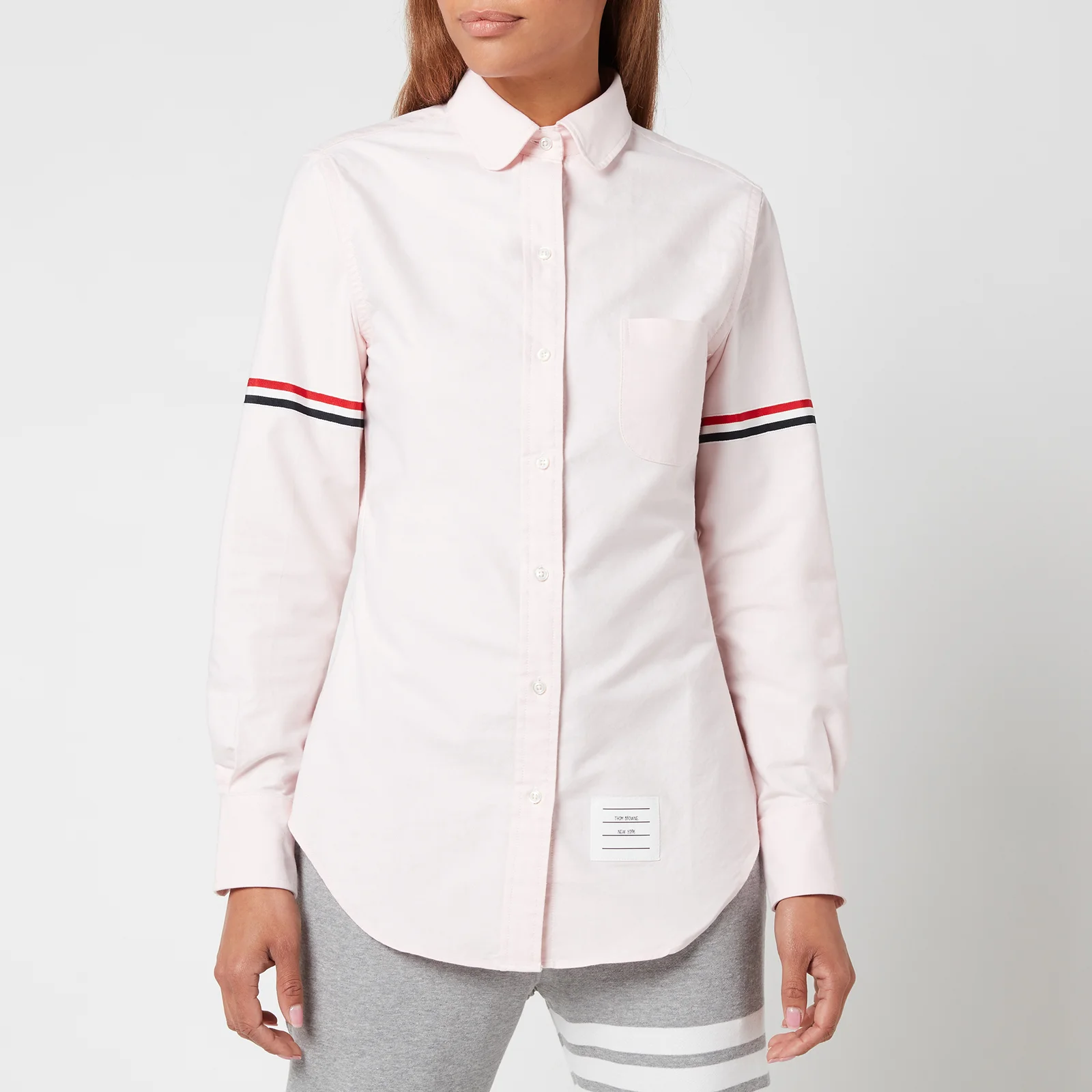 Thom Browne Women's Classic Long Sleeve Round Collar Shirt with Gg Armband - Light Pink Image 1