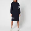 Thom Browne Women's Below Knee Sweater Dress In Classic Loop Back with Engineered 4 Bar - Navy - Image 1