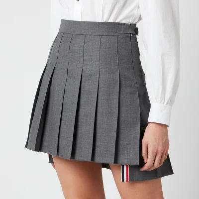 Thom Browne Women's Mini Dropped Back Pleated Skirt - Med Grey