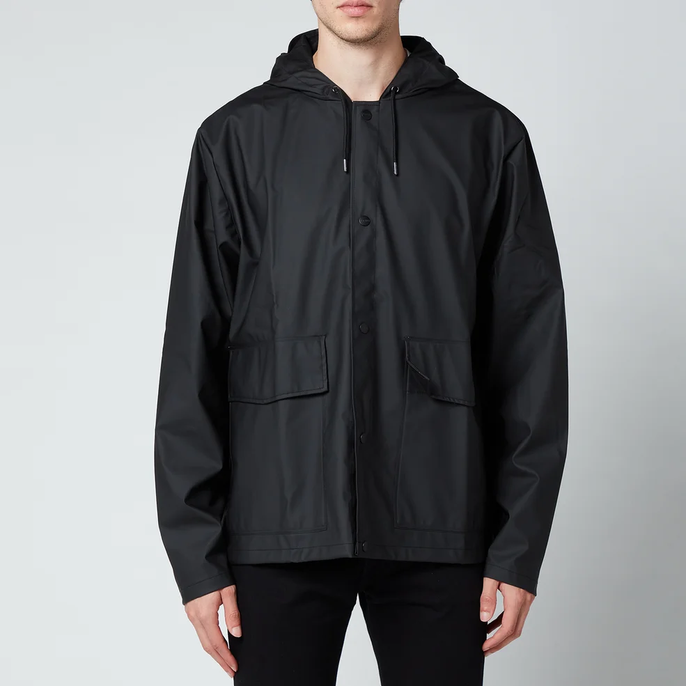 Rains Short Hooded Coat - Black Image 1