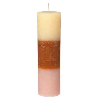 Broste Copenhagen Rainbow Pillar Candle - Orange