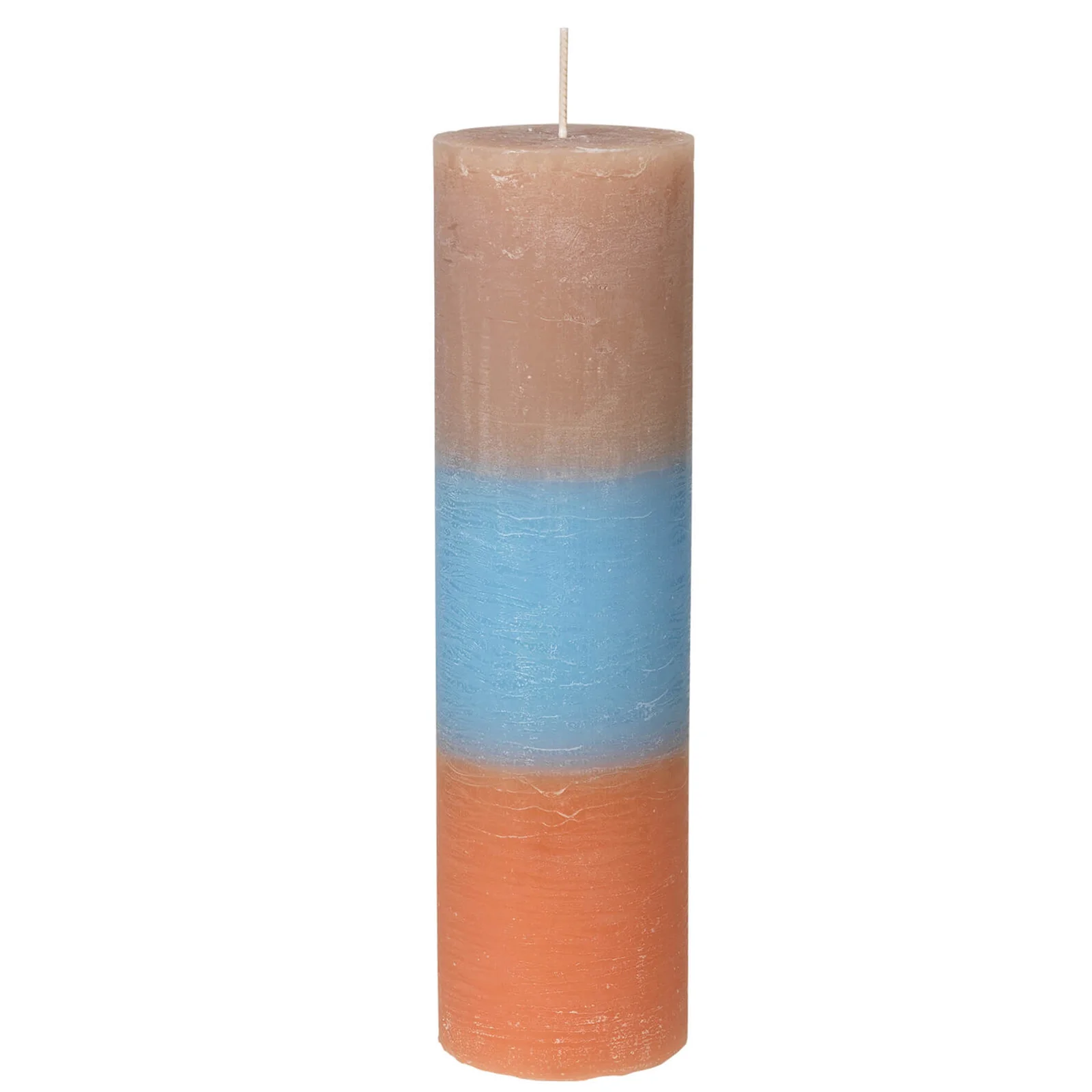 Broste Copenhagen Rainbow Pillar Candle - Blue Image 1