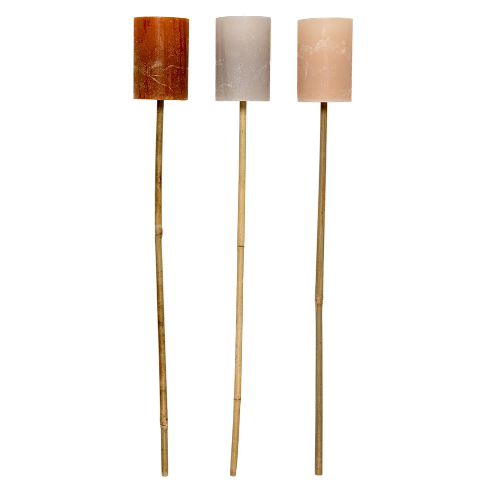 Broste Copenhagen Torch Bamboo Stick - Set of 3 - Orange Image 1