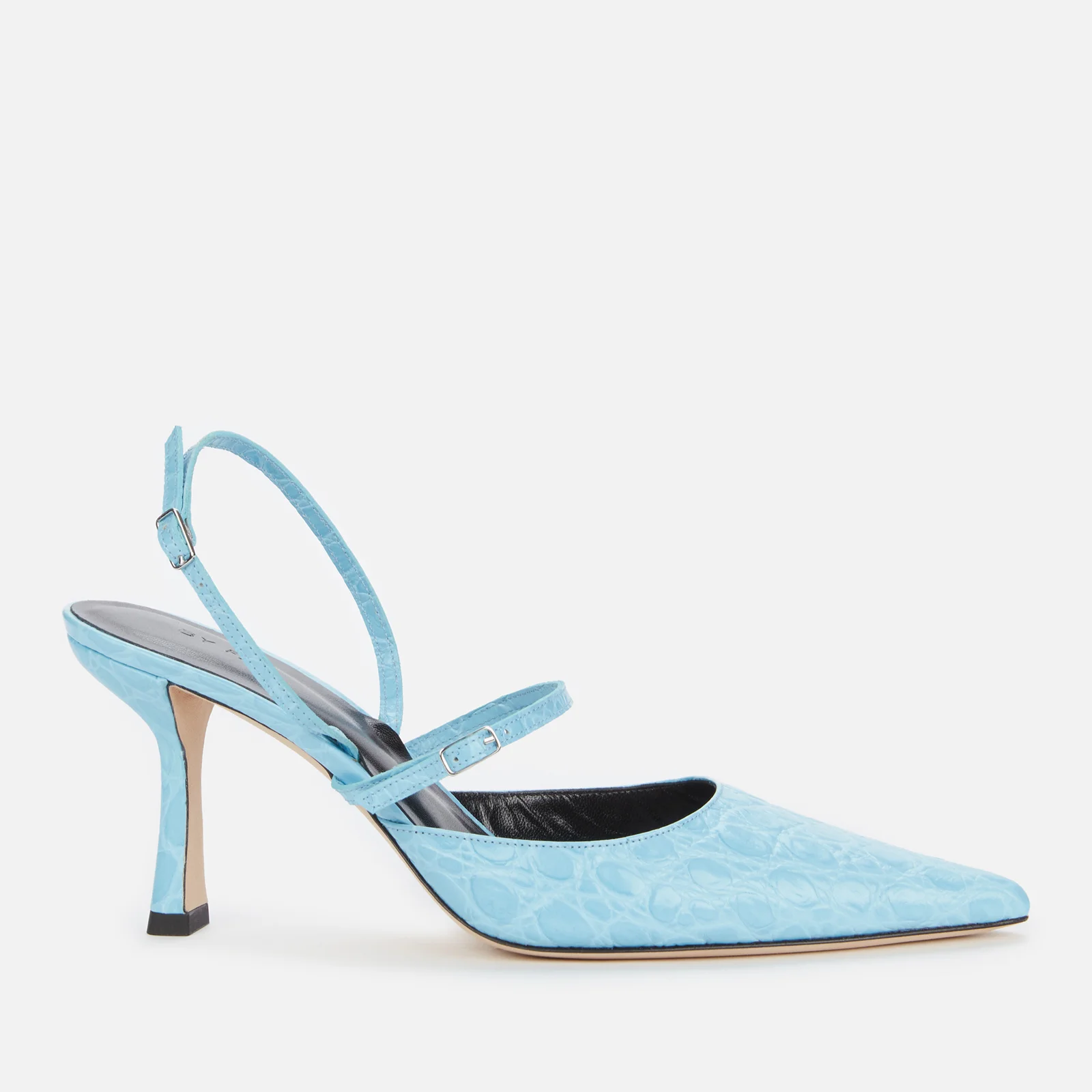BY FAR Women's Tiffany Embossed Leather Court Shoes - Lagoon Image 1