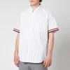 Thom Browne Men's Point Collar Stripe Cuff Short Sleeve Shirt - White - Image 1
