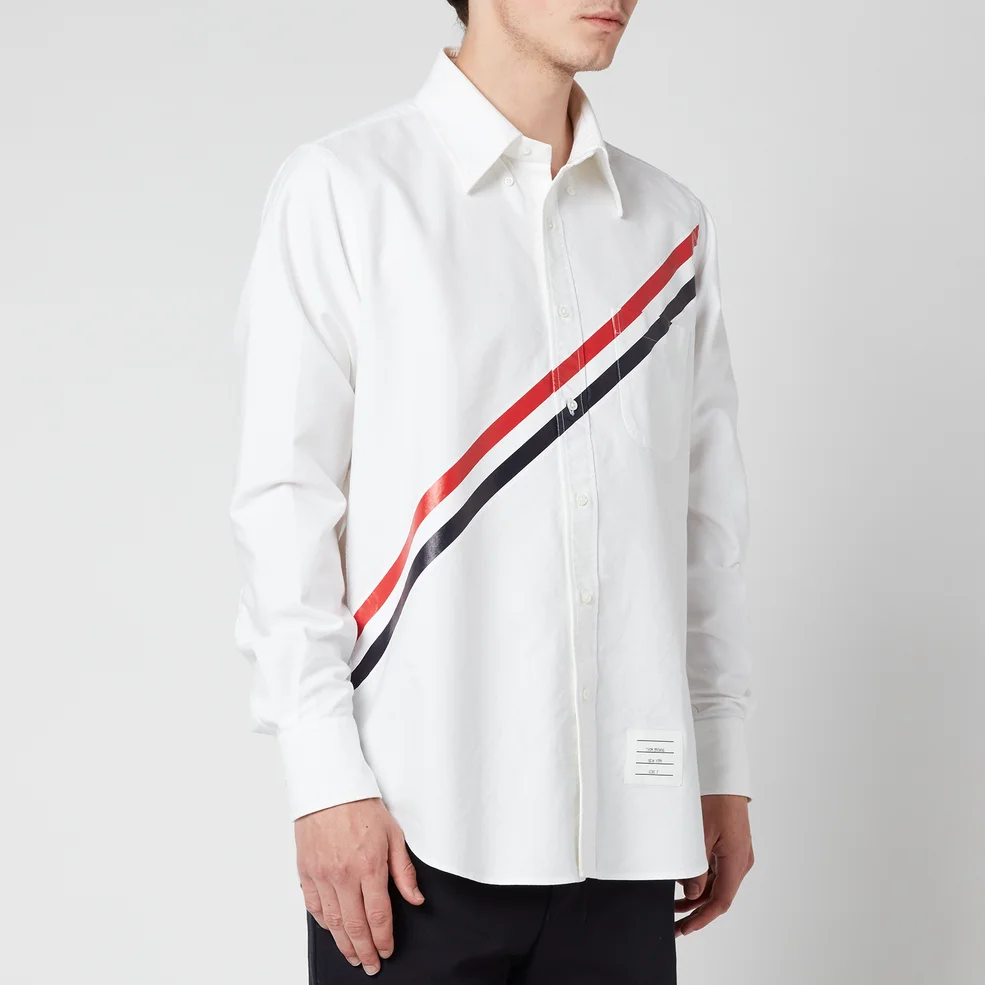 Thom Browne Men's Printed Diagonal Stripe Oxford Shirt - White Image 1