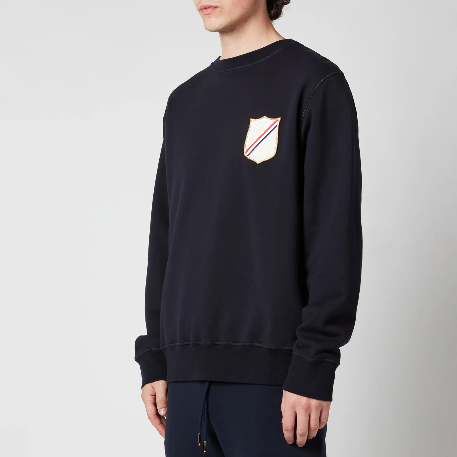 Thom Browne Men's Embroidered Crest Patch Boat Neck Sweatshirt - Navy Image 1