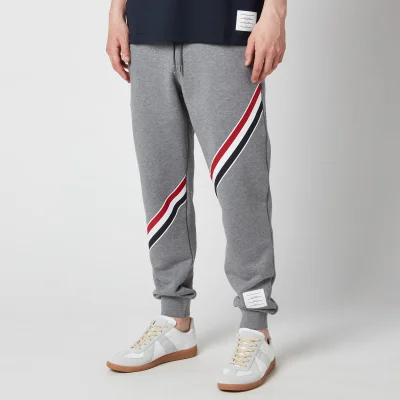 Thom Browne Men's Printed Diagonal Stripe Classic Loopback Sweatpants - Medium Grey
