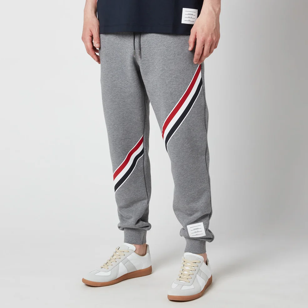 Thom Browne Men's Printed Diagonal Stripe Classic Loopback Sweatpants - Medium Grey Image 1