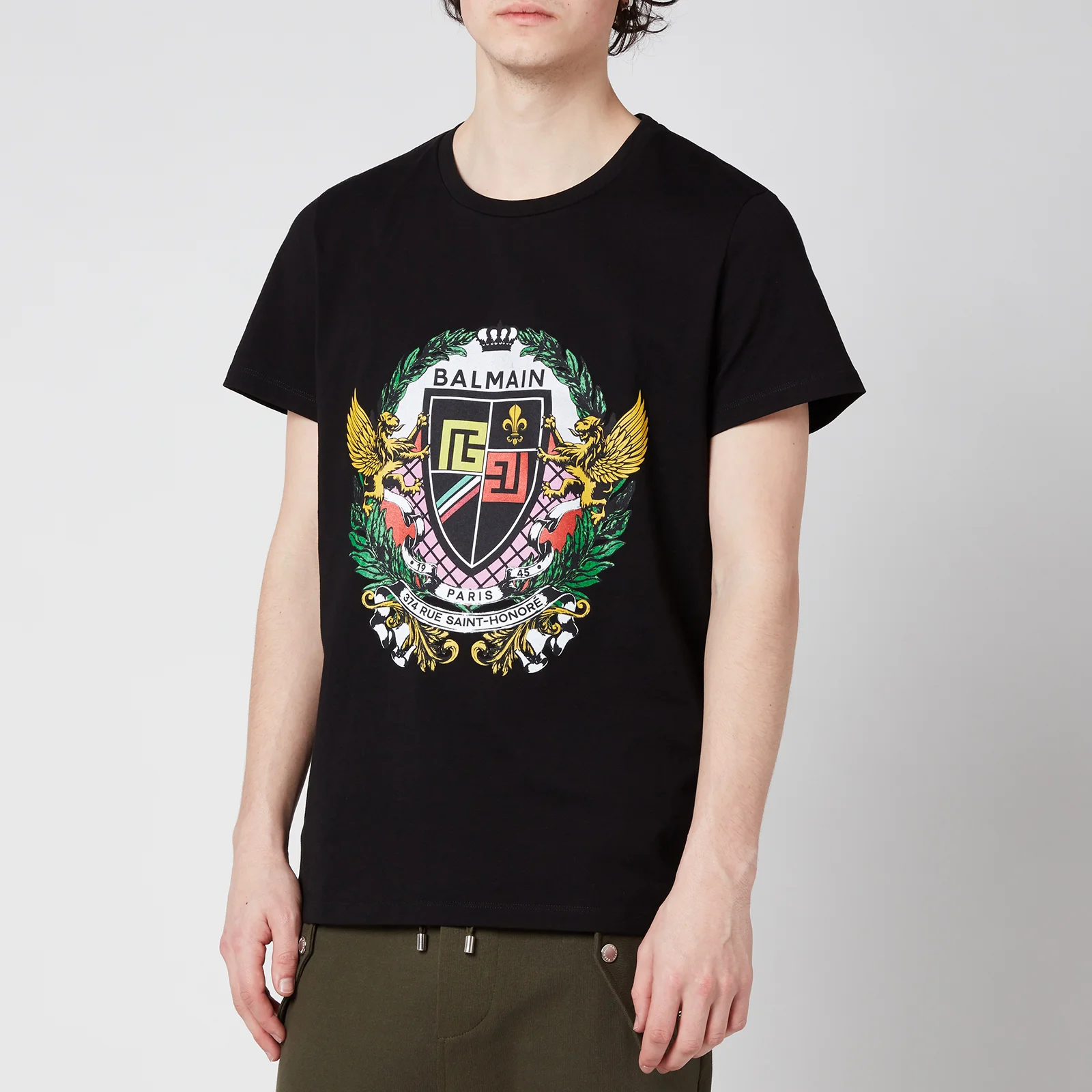 Balmain Men's Printed Crest T-Shirt - Black Image 1