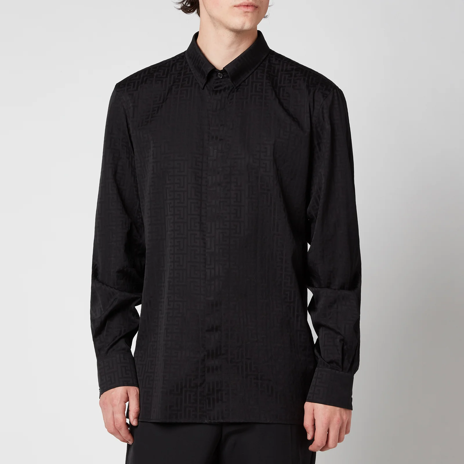 Balmain Men's Tailored Fit Monogram Shirt - Black Image 1