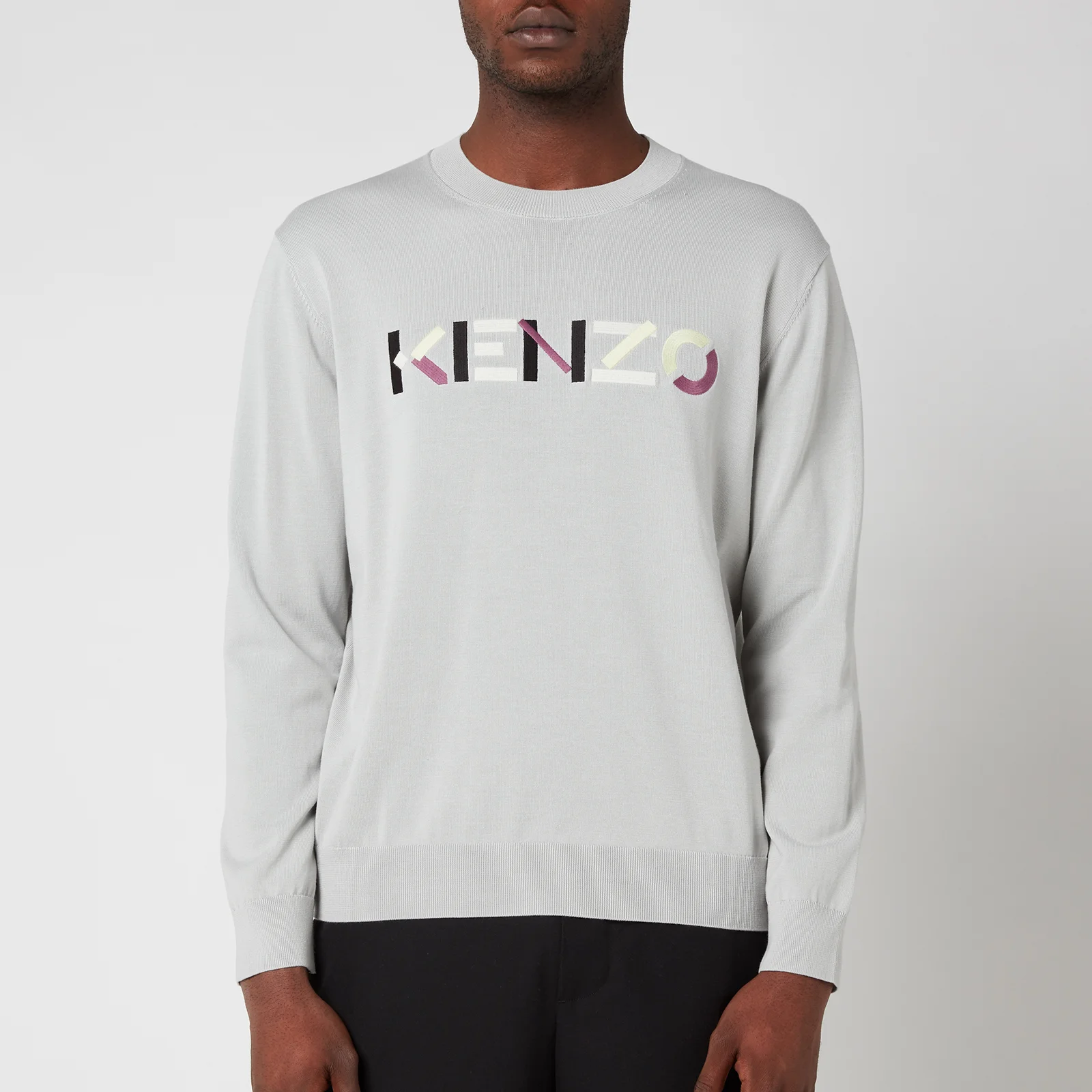 KENZO Men's Multicolour Logo Classic Sweatshirt - Pale Grey Image 1