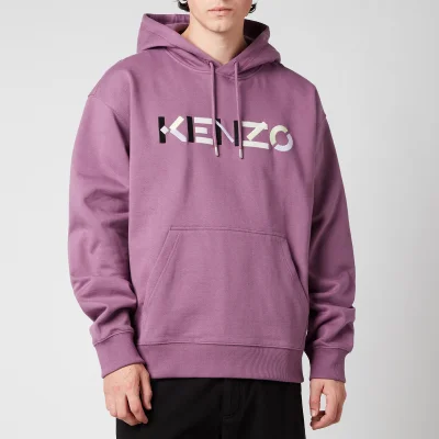 KENZO Men's Multicolour Logo Oversize Hoodie - Blackcurrant