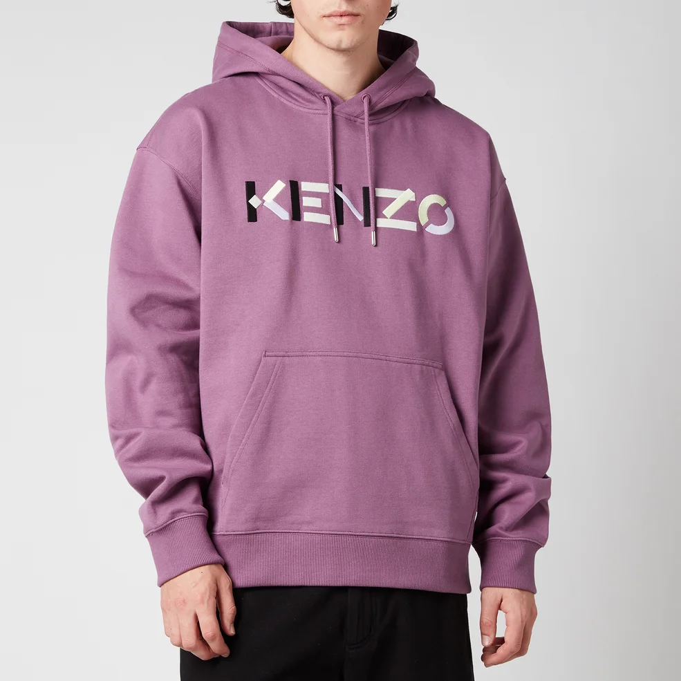 KENZO Men's Multicolour Logo Oversize Hoodie - Blackcurrant Image 1