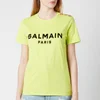 Balmain Women's Flocked Logo L T-Shirt - Anis/Noir - Image 1