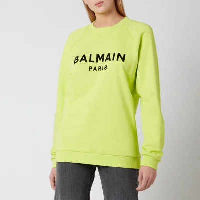Balmain Women's Flocked Logo Sweatshirt - Anis/Noir