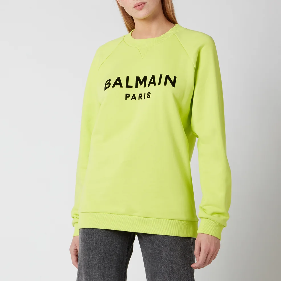 Balmain Women's Flocked Logo Sweatshirt - Anis/Noir Image 1