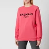Balmain Women's Flocked Logo Sweatshirt - Fuchcia/Noir - Image 1