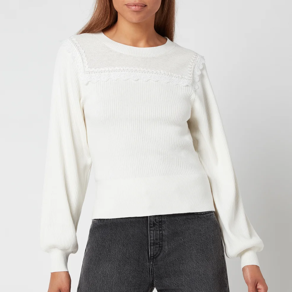 See By Chloé Women's Puff Sleeve Knitted Jumper - White Image 1
