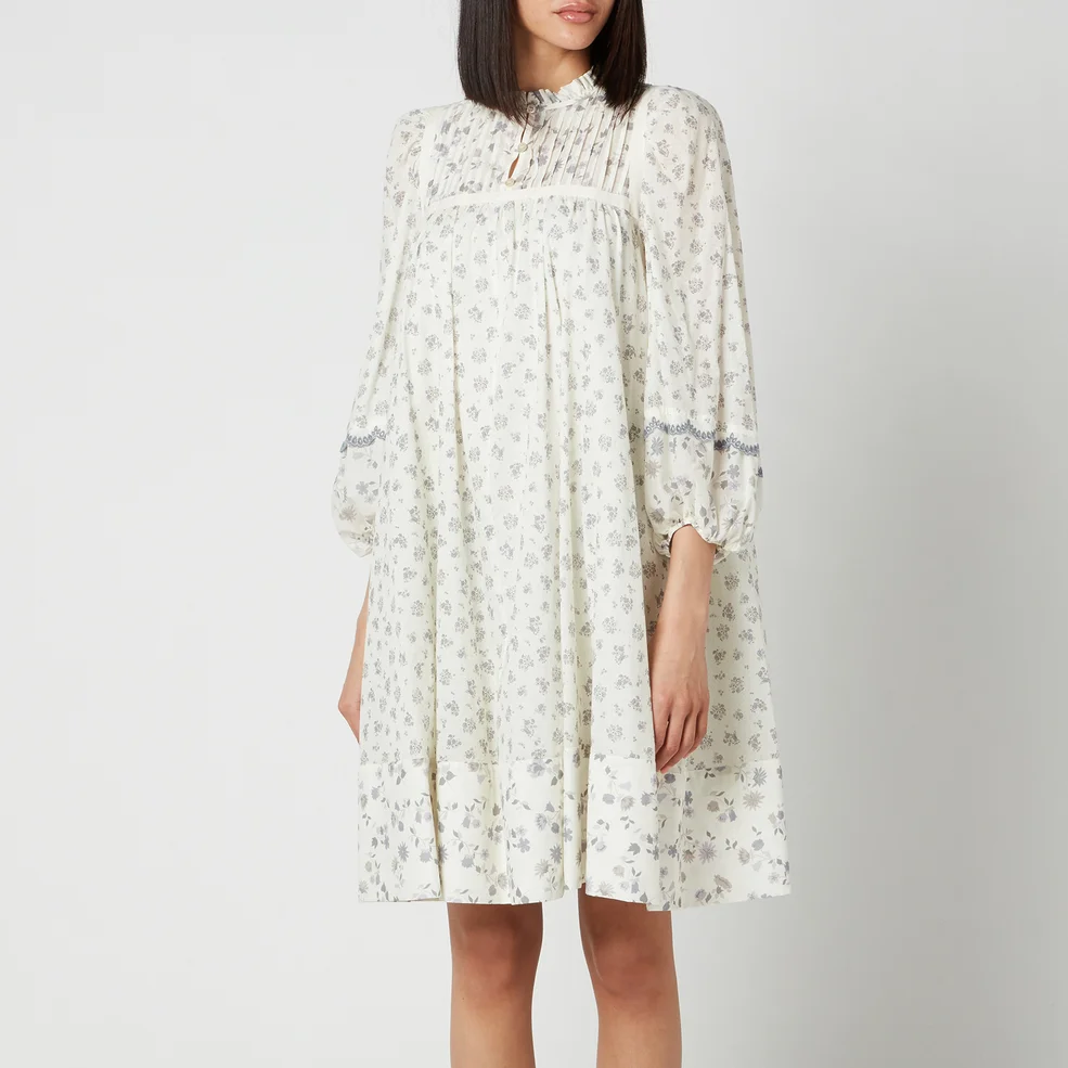 See By Chloé Women's Floral Print Dress - White Grey Image 1
