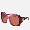 Gucci Women's 70's Fork Acetate Sunglasses - Burgundy/Burgundy/Orange - Image 1