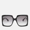 Gucci Women's 70's Fork Square Frame Sunglasses - Black/Black/Grey - Image 1