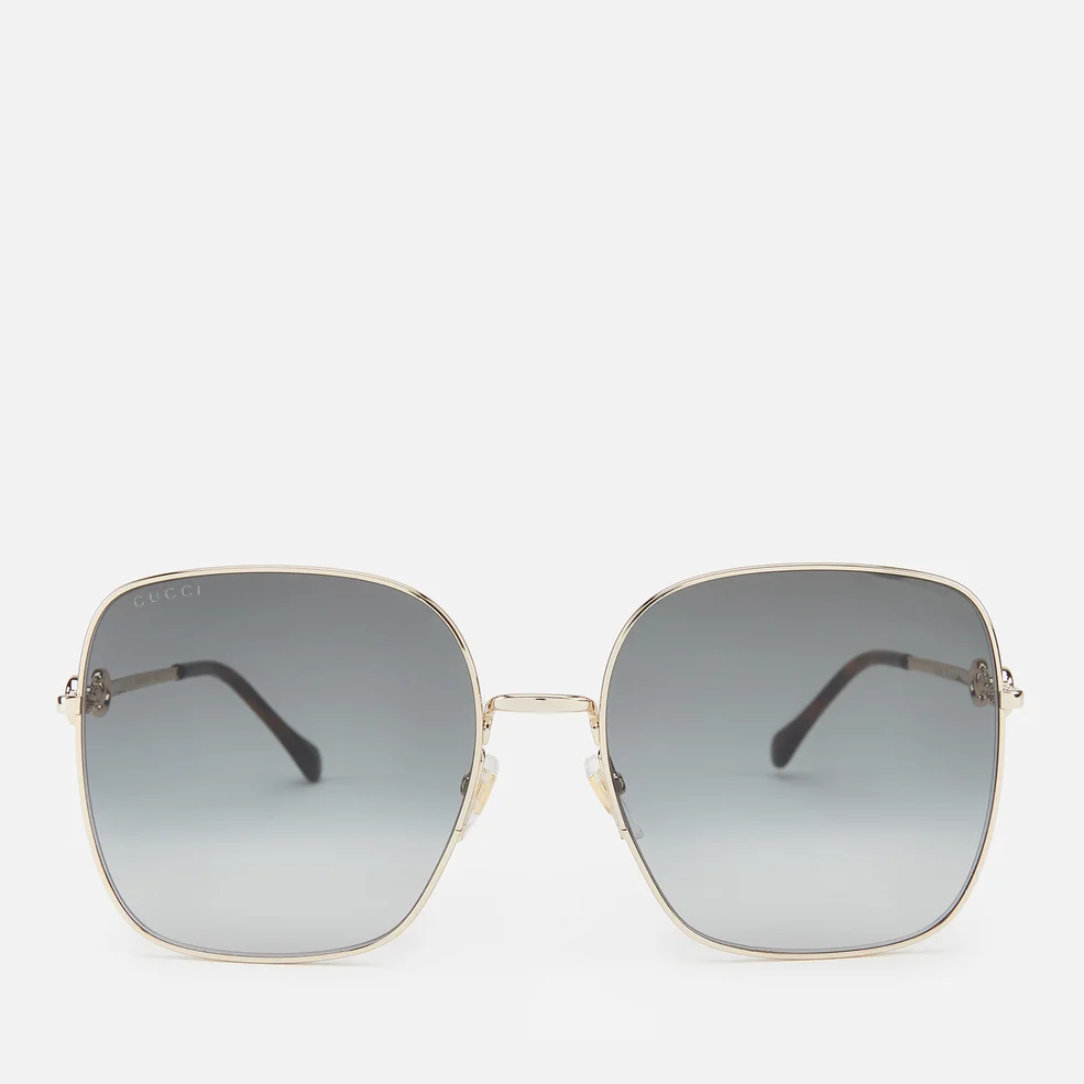 Gucci Women's Horsebit Metal Frame Sunglasses - Gold/Gold/Grey Image 1