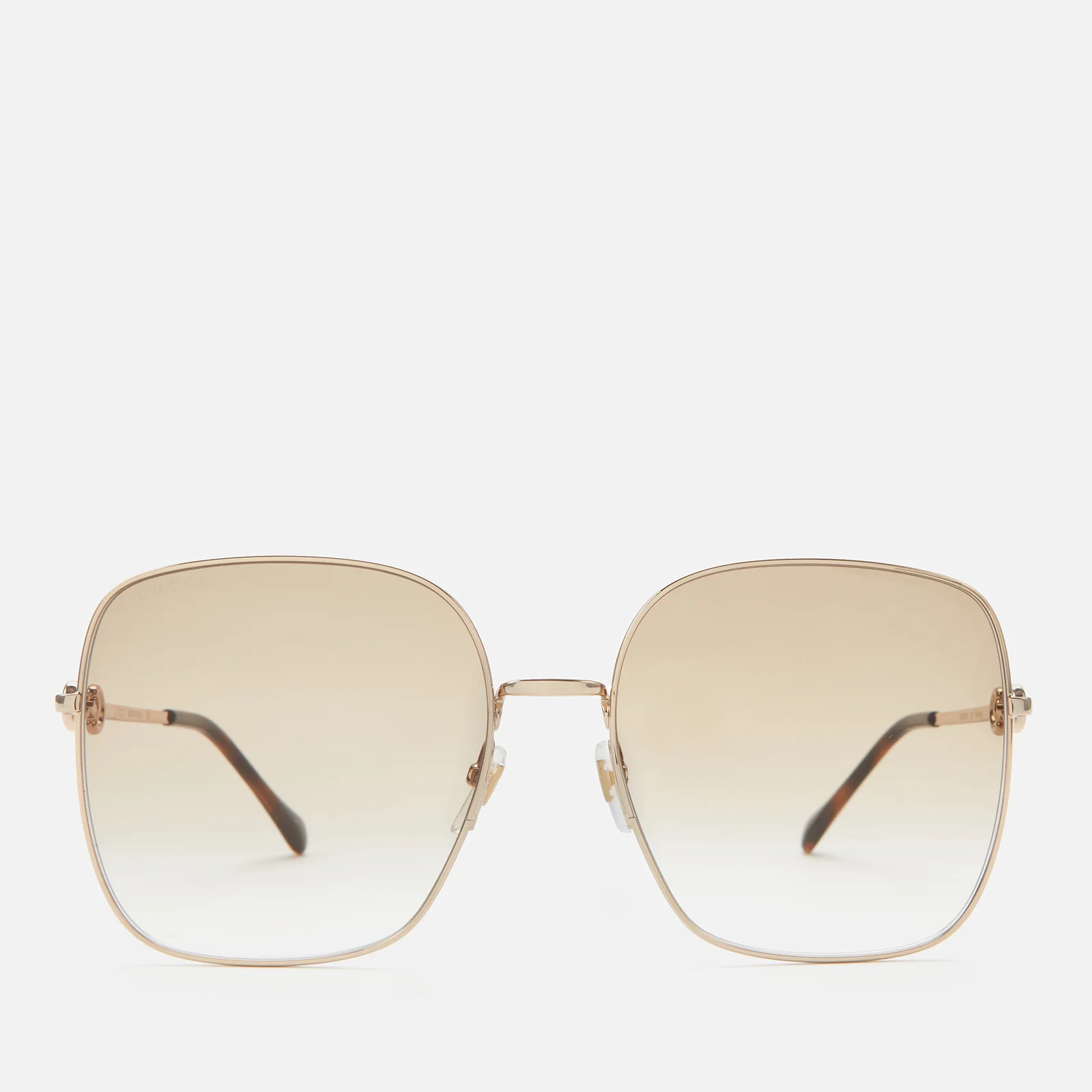 Gucci Women's Horsebit Metal Frame Sunglasses - Gold/Gold/Brown Image 1