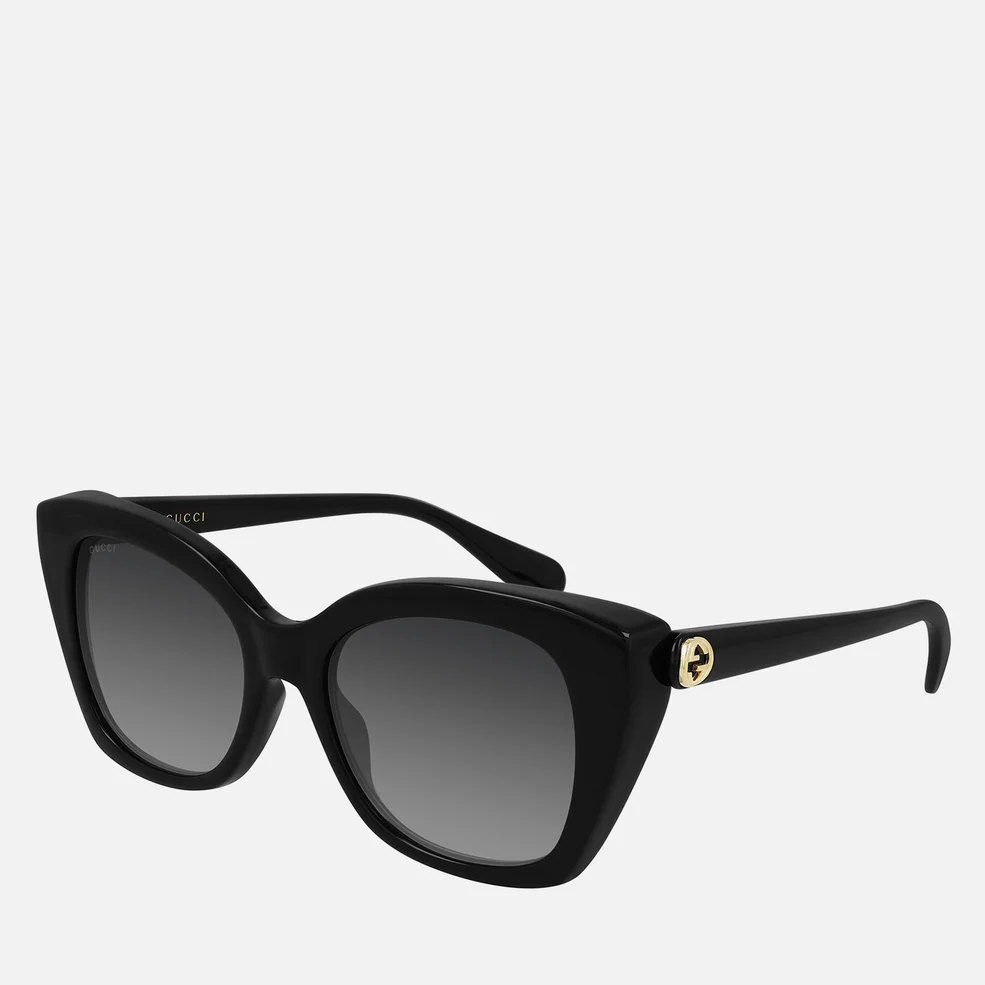 Gucci Women's Gradient Cat Eye Acetate Sunglasses - Black/Black/Grey Image 1