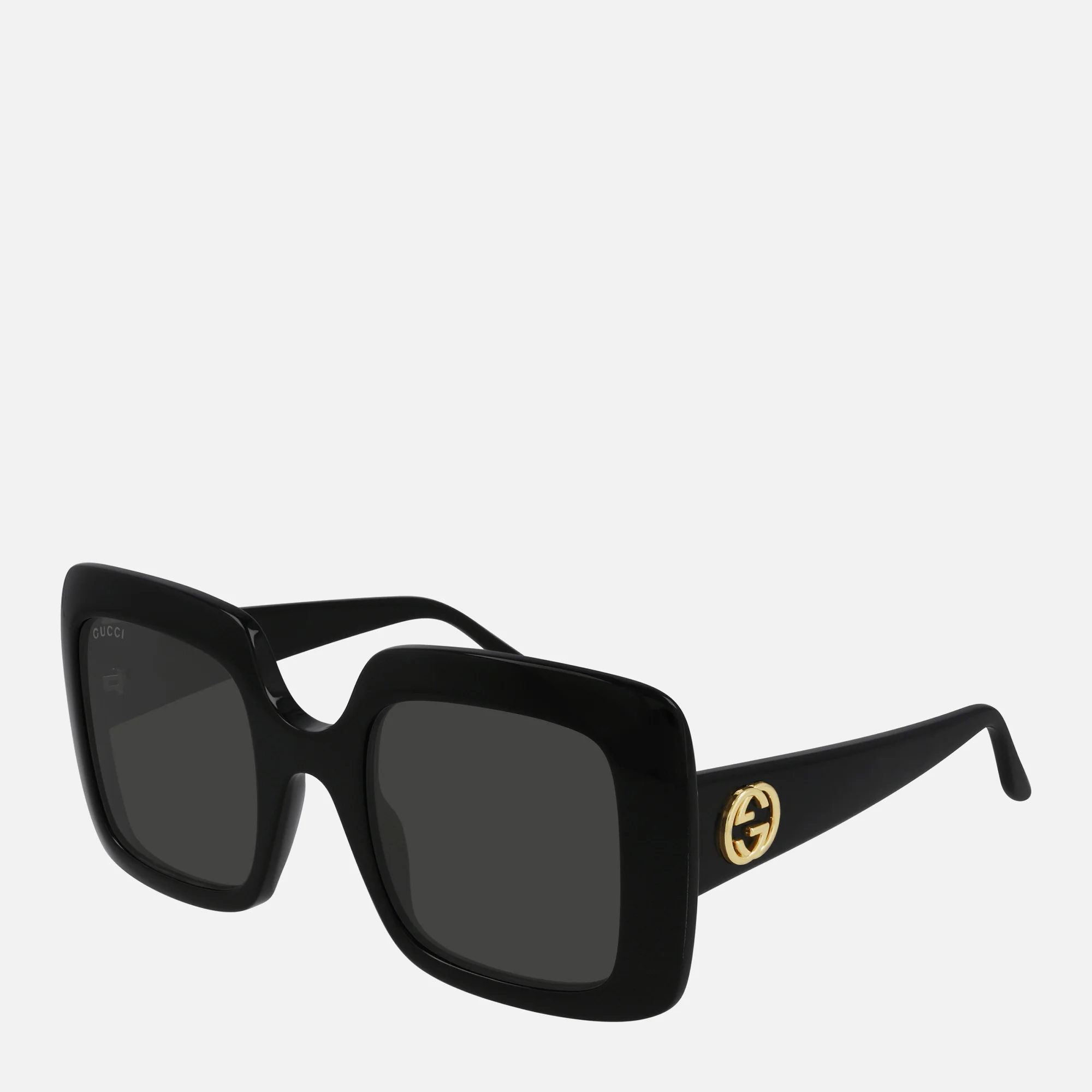Gucci Women's GG Square Frame Acetate Sunglasses - Black/Black/Grey Image 1