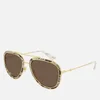 Gucci Women's Leather Snake Print Pilot Sunglasses - Yellow/Gold/Brown - Image 1