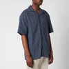 YMC Men's Mitchum Sashiko Stitch Short Sleeve Shirt - Navy - Image 1