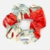 Ganni Women's Rose Print Silk Scrunchie - Brazilian Sand - Image 1